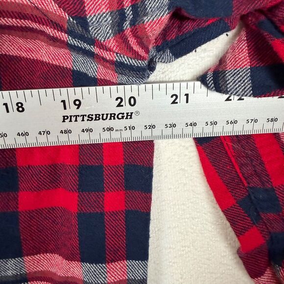 Woolrich Women’s Plaid Flannel Shirt Size Large Red Blue White Cotton - Picture 10 of 12